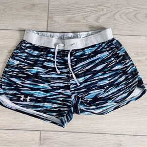 Under Armour Women's Athletic Shorts in Blue and Black Pattern